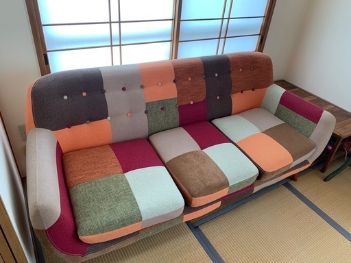 最終値下げ‼️ソファ　パッチワーク風