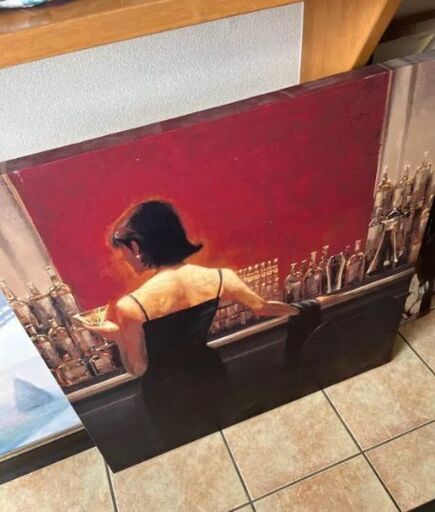 男と女、バー絵画セット