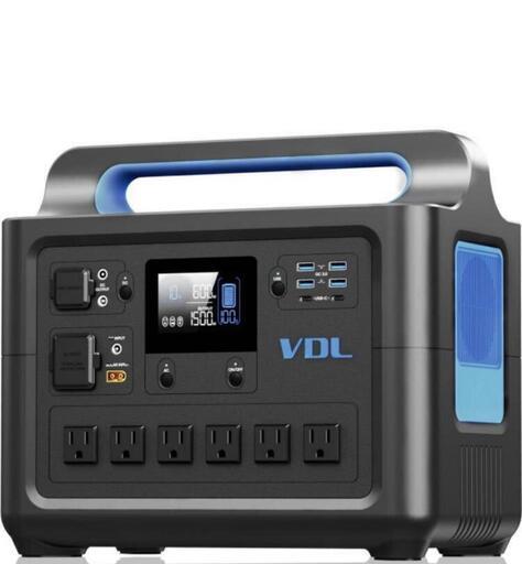 「受け渡し予定者決まりました」新品通電確認済　VDL ポータブル電源  AC1500W (瞬間最大 2000W) リン酸鉄1228.8Wh/384000mAh　50Hz/60Hz対応