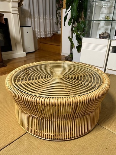 籐　ラタン　ローテーブル   テーブル 籐家具  丸テーブル