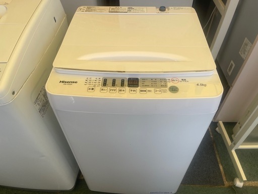 【リサイクルサービス八光】2021年製　ハイセンス　4．5kg 全自動洗濯機　ホワイト HW-E4504