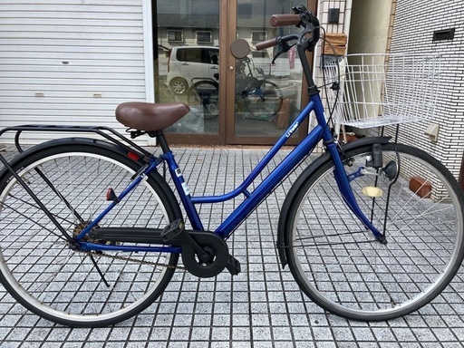 【27インチ自転車】変速なし　リヤタイヤ、チェーン、前カゴ、鍵新品❗️スペアキーあり　若林自転車　浜大津店　SALE中❗️