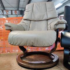 【愛品倶楽部柏店】状態▲にて最終値下げ！EKORNES  ストレスレスチェア&オットマン Reno Sサイズ Ekornes】エコーネス Reno レノ 本革 ストレスレスチェア&オットマン