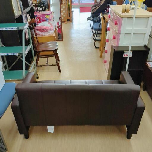 PVCソファ2P☆株式会社オーヤマ・PVS-2P、合成皮革、チャコール色 