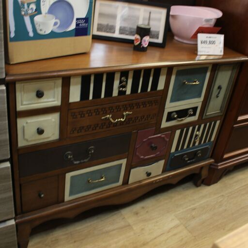 【川崎市宮前区リサイクルオフ】輸入家具　カントリーデコ　カラフルチェスト