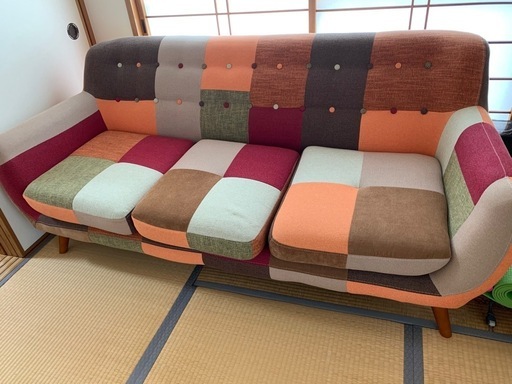 最終値下げ‼️ソファ パッチワーク風 今だけ値下げパッチワーク風 ラブ低床