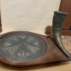 GO-133】バイキングホーン 角杯 プレート - 置物、オブジェ 