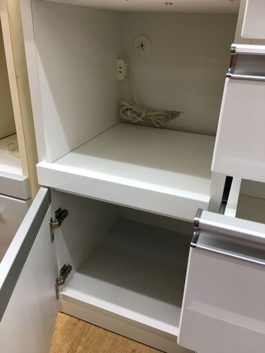 共和産業 レンジボード 食器棚 シャロー90KB45 NA×WH【ユーズドユーズ 