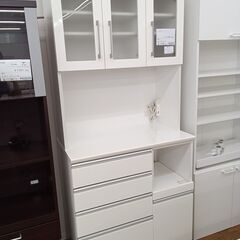 ★ジモティ割あり★  レンジボード ホワイト H201×D45×W120 クリーニング済み MT917 ☆ジモティ割あり☆ レンジボード ホワイト H201×D50.5×W90