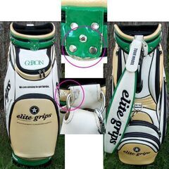 エリートグリップ キャディバッグ GeRON　ホワイト×グリーン×ベージュ カバー欠品　ツアーモデル ゴルフ 白緑　☆ PayPay(ペイペイ)決済可能 ☆ 札幌市 豊平区 平岸 平岸店