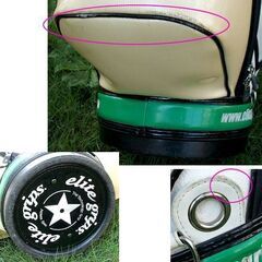 エリートグリップ キャディバッグ GeRON　ホワイト×グリーン×ベージュ カバー欠品　ツアーモデル ゴルフ 白緑　☆ PayPay(ペイペイ)決済可能 ☆ 札幌市 豊平区 平岸 平岸店