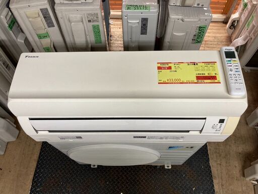 K05578　中古エアコン ダイキン 2019年製 主に6畳用 冷房能力 2.2KW / 暖房能力 2.2KW