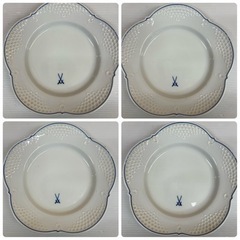 s0821606 マイセン meissen ホワイトリーフ 洋食器 双剣 皿 カフェ インテリア ブランド プレート 食器 ホワイト ドイツ 未使用 中古品