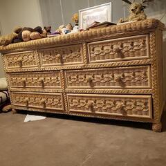 取引期間延長します 白い藤のオシャレで大きなチェスト 洋服収納タンス