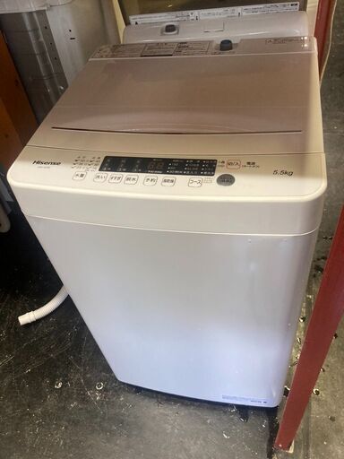 ☆中古￥12,800！Hisense　5.5kg洗濯機　家電　2022年製　HW-K55E型　幅54cmｘ奥行54cmｘ高さ88cm　【BH088】