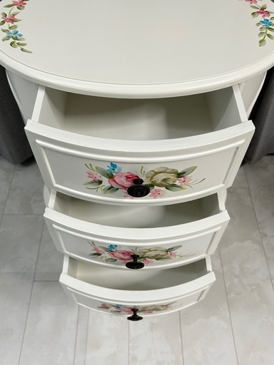 ローズチェスト 白家具 アンティーク 猫脚 ロココ調 電話台 ファックス