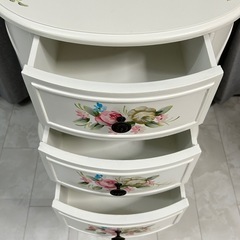 ローズチェスト 白家具 アンティーク 猫脚 ロココ調 電話台 ファックス台