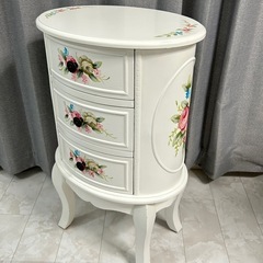 アンティーク ローズ チェスト 電話台 猫脚 白 家具 ローズチェスト 白家具 アンティーク 猫脚 ロココ調 電話台