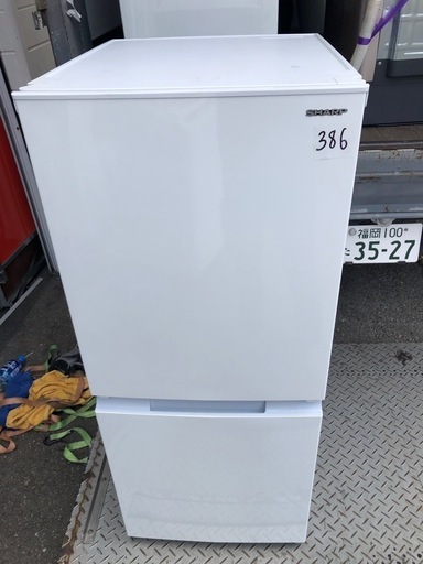 NO 386\n 福岡市内配送設置無料✨　シャープ SHARP 冷蔵庫 一人暮らし 2022年製 2ドア 152L ホワイト ファン式 両方開き SJ-15E9-W 奥行60cm以下