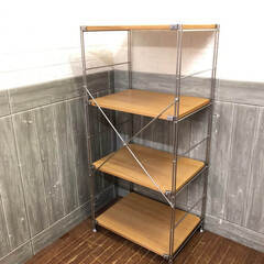 ss6667　無印良品 ステンレスユニットシェルフ 4段 56×40×120cm 良品計画 MUJI オープンシェルフ オープンラック フリーラック ステンレス×オーク 棚板4枚 飾り棚 収納棚 無印 中古 ss6667 無印良品 ステンレスユニットシェルフ 4段 56×40×120cm 良品