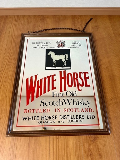 ビンテージ パブミラー WHITE HORS スコッチウィスキー イギリス