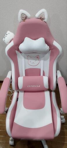 超美品可愛い猫耳ゲーミングチェアピンクと黒のセット