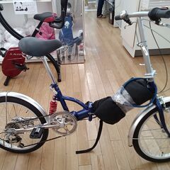 ★ジモティ割あり★  ギア付き折りたたみ自転車 20インチ 青 クリーニング済み TK2851