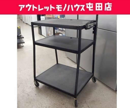 テレビ什器 タイヤ付き 幅82cm コンセントタップ付き 移動式スチール棚 テレビ台 TV台 電源タップ付き 黒 ブラック ラック☆ 札幌市 北区 屯田