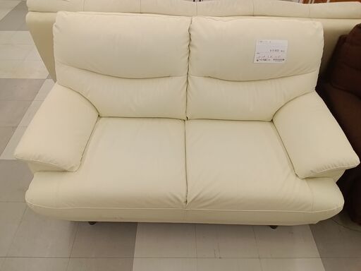 ★ジモティ割あり★  二人掛けソファー ホワイト H87×D85×W138 クリーニング済み TC1069