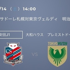 9/14コンサドーレ観戦チケット2枚（値引きあり）