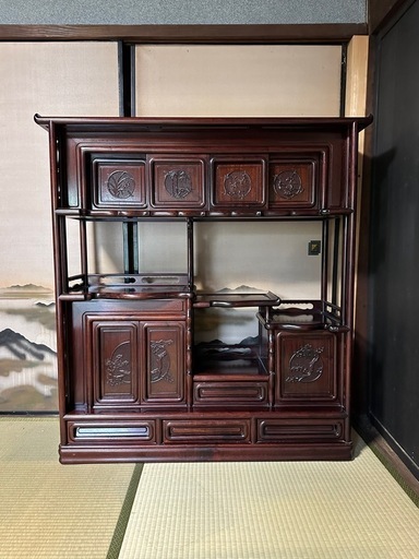 茶箪笥　飾棚　唐木　紫檀？