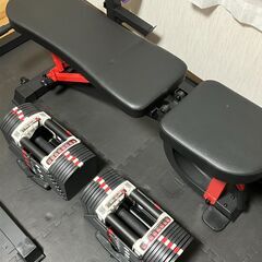 終了】可変式ダンベル(40.5kg×2個)とトレーニングベンチのセット