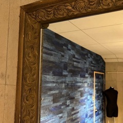 アンティーク　ウッド枠大型ミラー