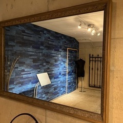 アンティーク　ウッド枠大型ミラー
