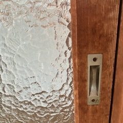 民家 古建具 木製建具 すりガラス入り片引框戸