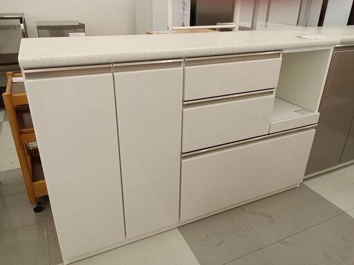 ★ジモティ割あり★  レンジ台 ホワイト H90×D45×W140 クリーニング済み TC1078