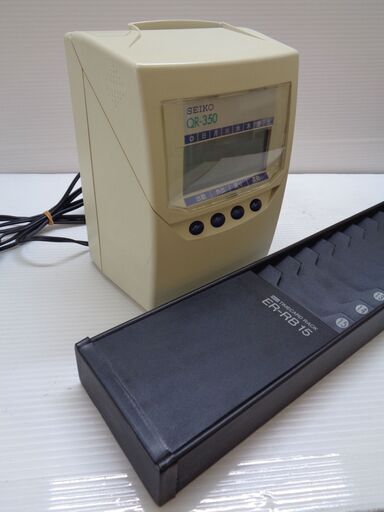 ★【現状品】SEIKO セイコー タイムレコーダー QR-350 出退勤管理 勤怠管理 タイムカードラック ER-RB15 ホルダー オフィス 事務店舗用品　a