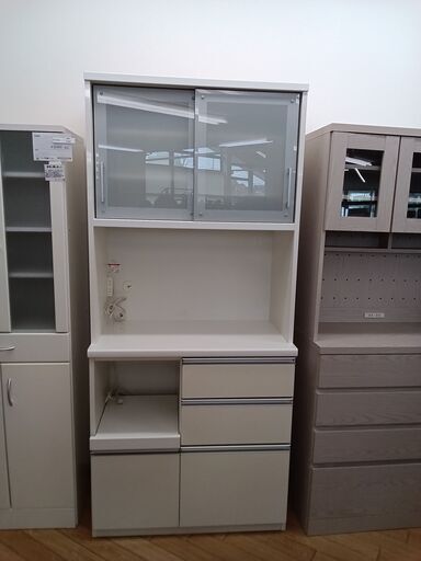 ★ジモティ割あり★ 松田家具 食器棚 ホワイト H199×D49×W88 クリーニング済み TK2862