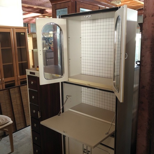 花梨 螺鈿細工 ガラスキャビネット 飾り棚 幅180cm モノ市場半田店 119