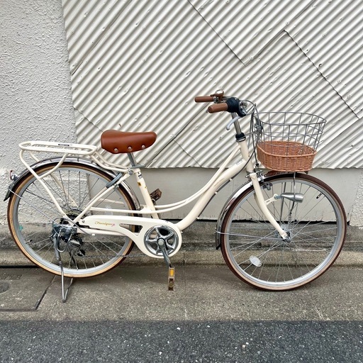 《売約済》【武蔵小山店】 自転車　フェリーク　24インチ　子供　アンティークホワイト　6段変速　後リング錠　LEDライト　シティバイク　サイクリング　 運搬無料エリア有 / 品川区 リサイクルショップ ランバールーム 武蔵小山店  ◀︎ 武蔵小山パルム 戸越銀座 隣