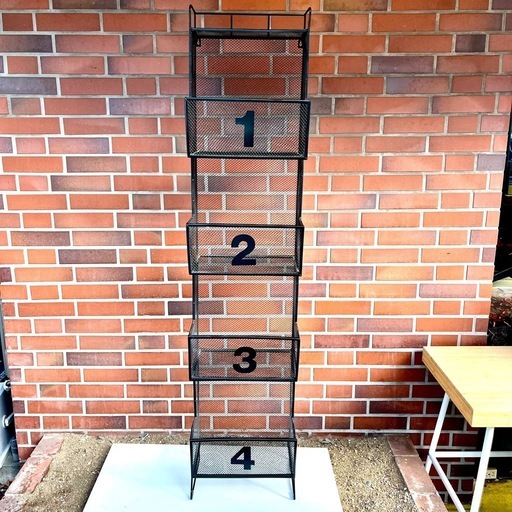 【池上店】メッシュシェルフ スチールシェルフ スチールラック 4段 ディスプレイラック スチール製