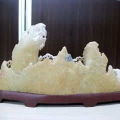 大理石彫刻 置物 中国工芸品 美術工芸品 石細工 オブジェ 横幅36㎝ 高