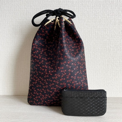 【極美品】印傳屋  合切袋(巾着)トンボ柄\u0026小銭入れ(ミニポーチ)ひょうたん柄