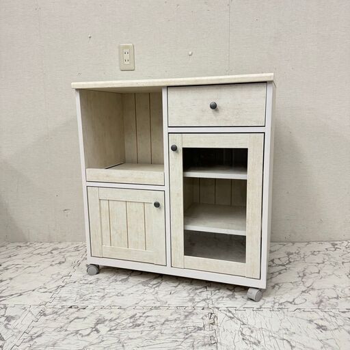 19366  NITORI カウンターワゴン　キッチン収納　幅74cm   ◆大阪市内・東大阪市他 6,000円以上ご購入で無料配達いたします！◆ ※京都・高槻・枚方方面◆神戸・西宮・尼崎方面◆生駒方面、大阪南部方面　それぞれ条件付き無料配送あり！