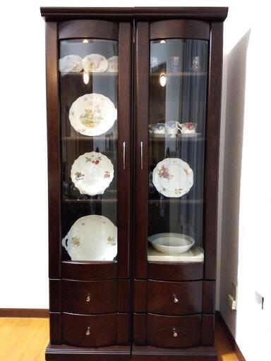 カップボード キャビネット 食器棚 美品 ブラウン 高さ160cm 奥行36cm
