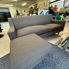 アース美原店 美品 カウチソファ 3人用 オットマン付き