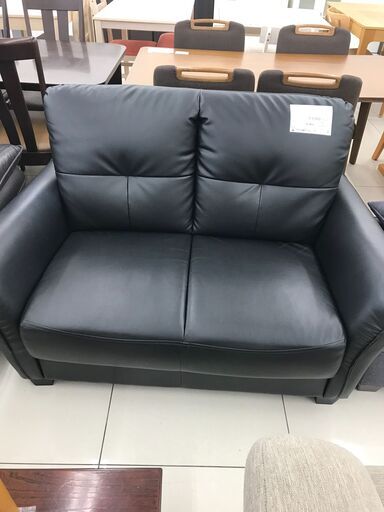 ★ジモティ割あり★  2人掛けソファ ブラック H84×D87×W131 クリーニング済み HJ4192