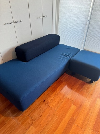 無印良品 ソファベンチ オットマン付 ネイビー\n