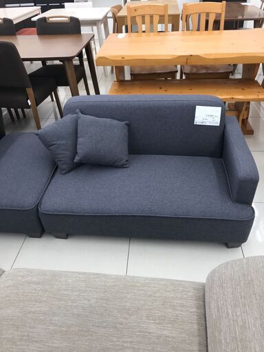 ★ジモティ割あり★  オットマン付きソファ グレー H57×D80×W159 クリーニング済み HJ4194