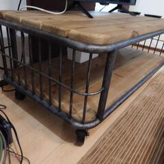 ローテーブル 完成品 送料無料 無垢材 テーブル センターテーブル キャスター付き 棚 収納付き 120cm リビングテーブル コーヒーテーブル アイアン 長方形 おしゃれ ヴィンテージ ビンテージ アンティーク 古材 Rootage